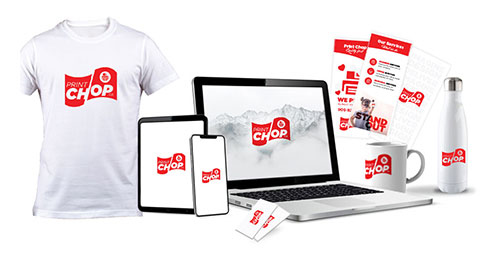 Print items and screens with a Printchop logo on them.