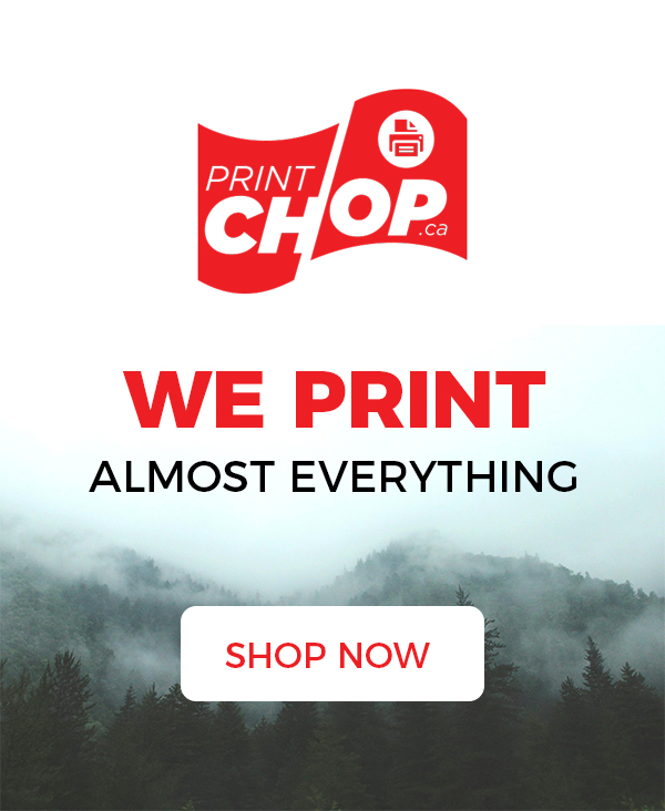 Print Chop advertisement with shop now button.